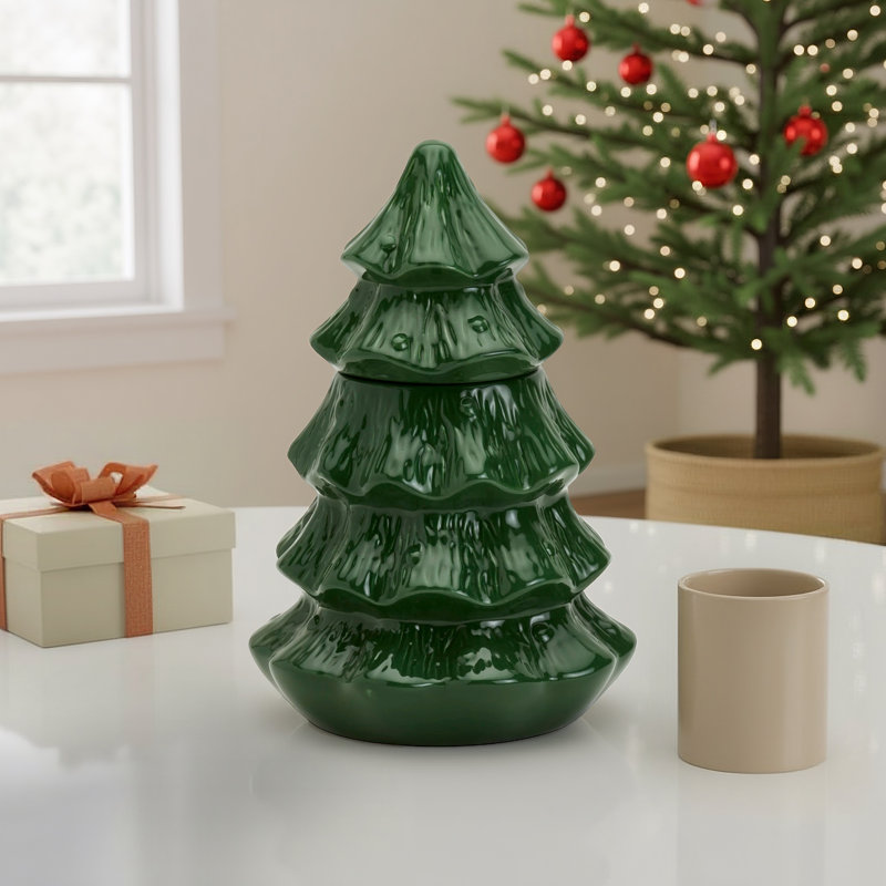 Tabletops Gallery TTU Gallery Stoneware Christmas Tree Cookie Jar